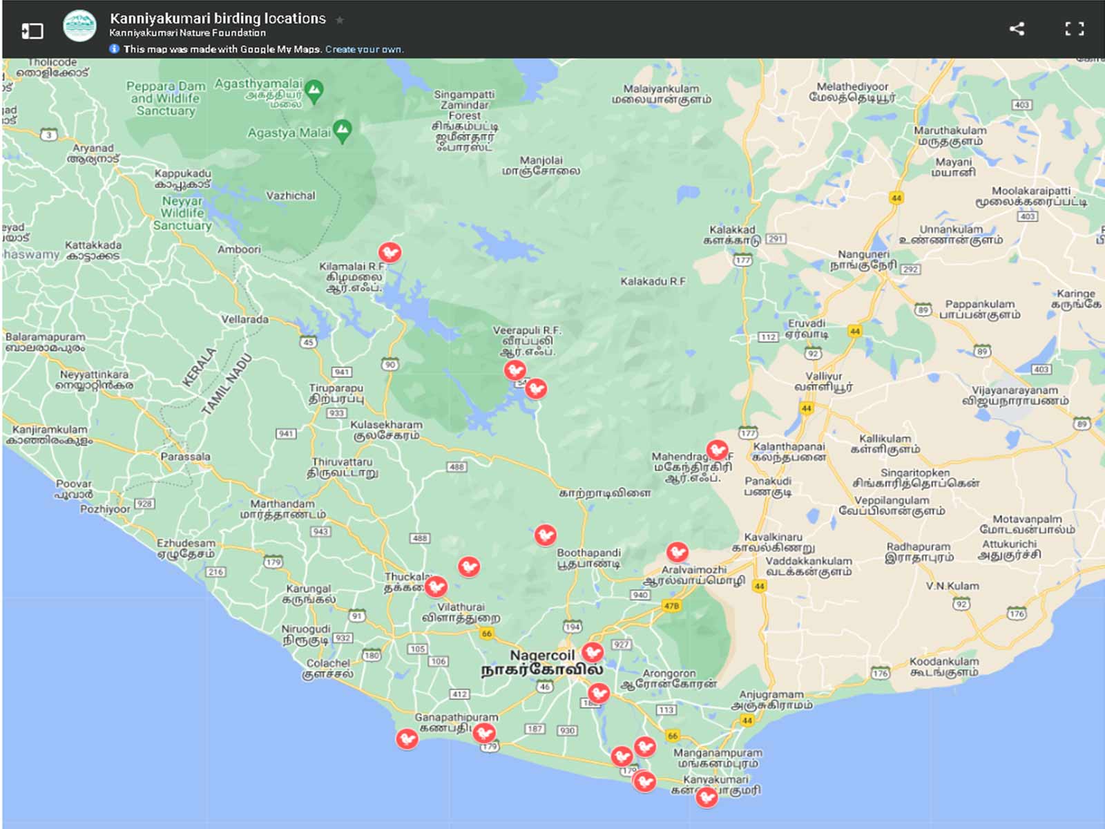 Kanniyakumari-district--birding-locations-map